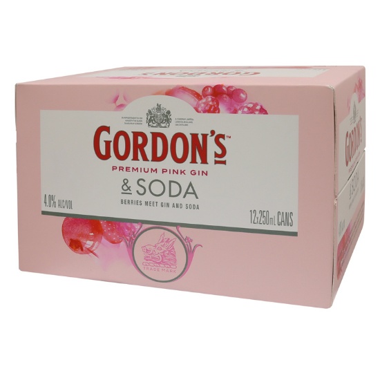 Picture of Gordon's Premium Pink Gin & Soda 4% Cans 12x250ml